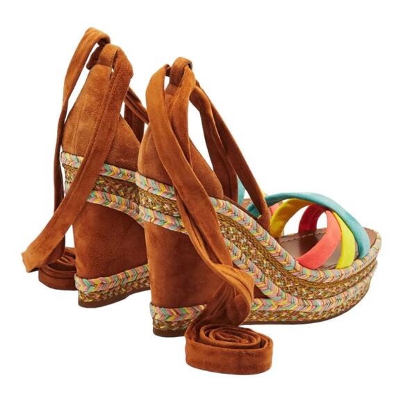 Christian Louboutin Lagoadonna 120 Brown Lace Up Platform Wedge Sandal Heel 41 - Picture 7 of 7